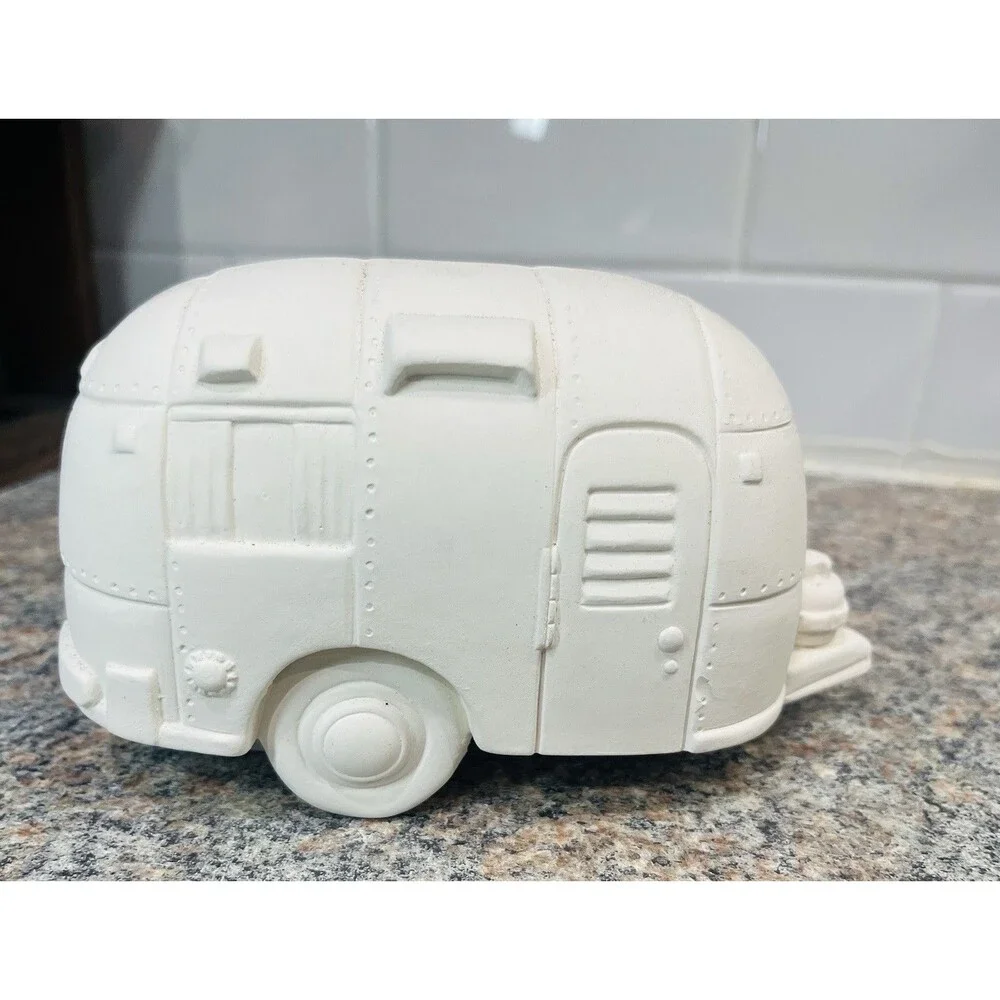 Ready to Paint Ceramic Bisque Camper Trailer Truck 6x4” Ready To Paint Decor